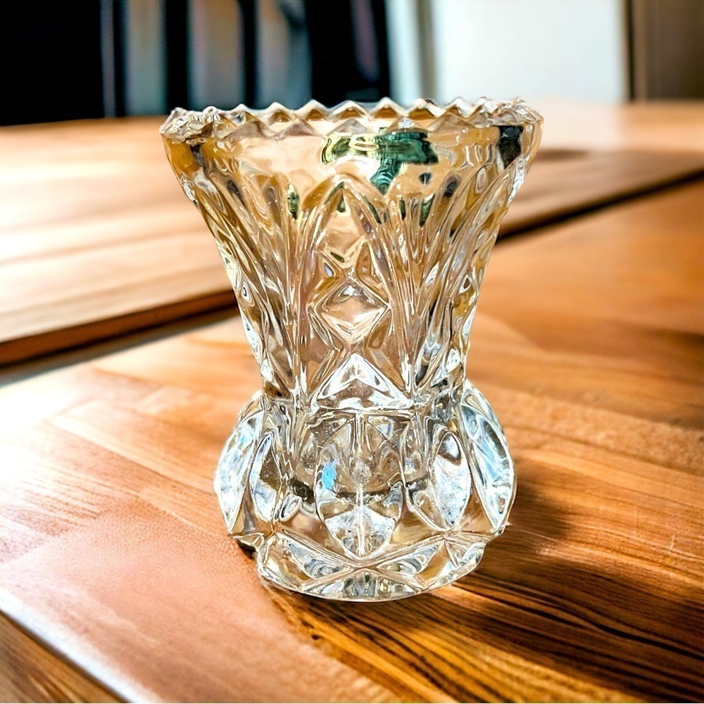 Kristal Zajecar Yugoslavian PbO 24% Lead Crystal Vase / Toothpick Holder
